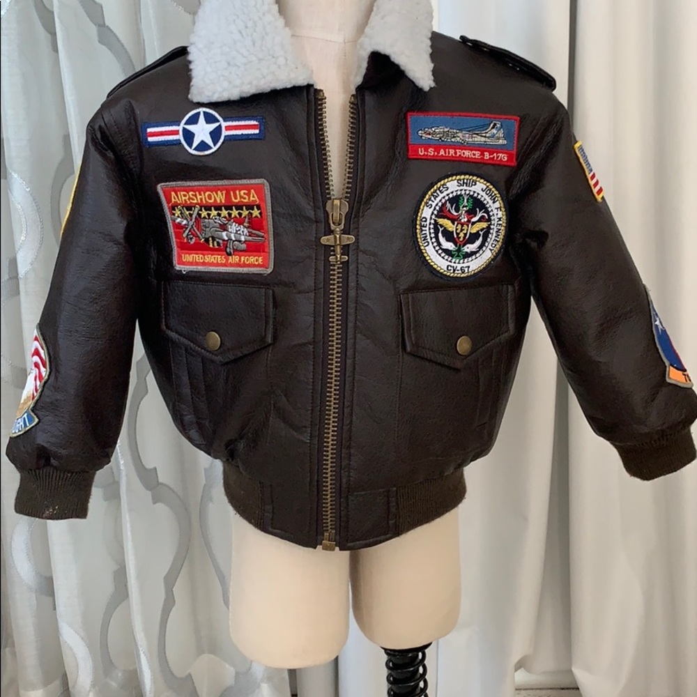 Brown leather looking Bomber Jacket